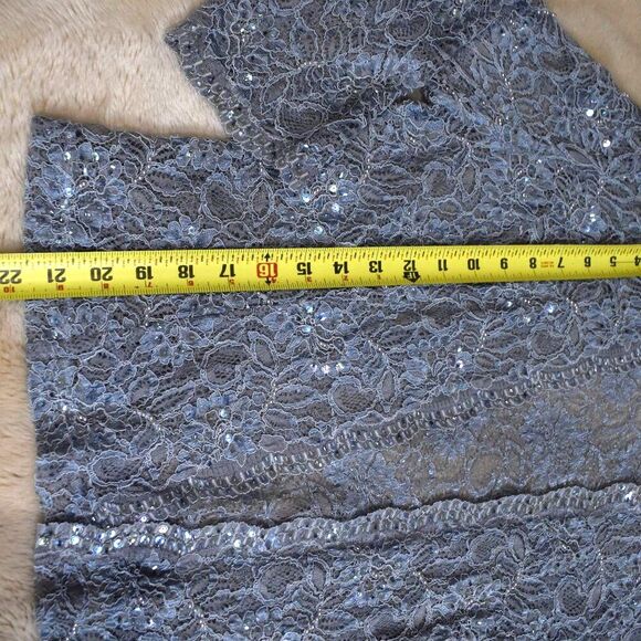 Karen Miller VTG Sequin Blazer L Light Blue Sheer Open Cardigan Glam Beaded - Picture 12 of 16